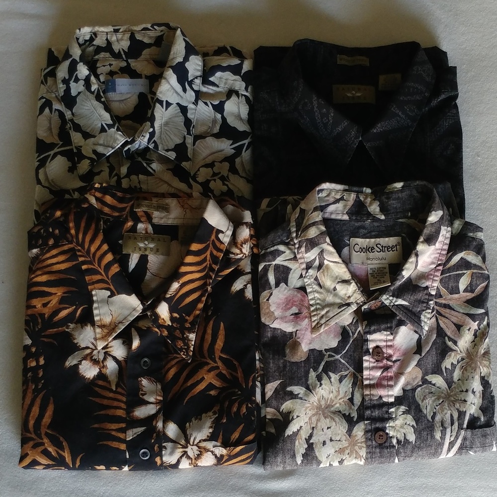4 Black Various Print Men' Shirts